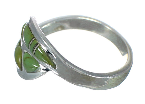 Silver Southwest Turquoise Inlay Ring Size 5 WX63076